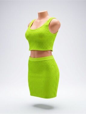 Neon Lime Mini Skirt - Women Stretchy Material